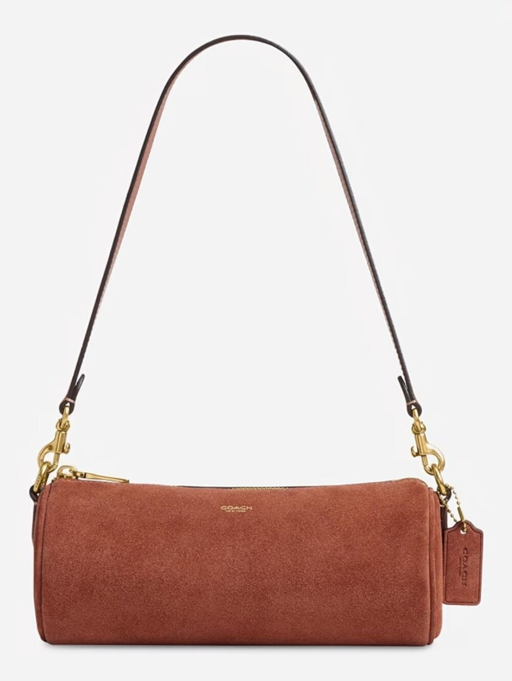 Coach Suede Charm Crossbody Bag in Rust